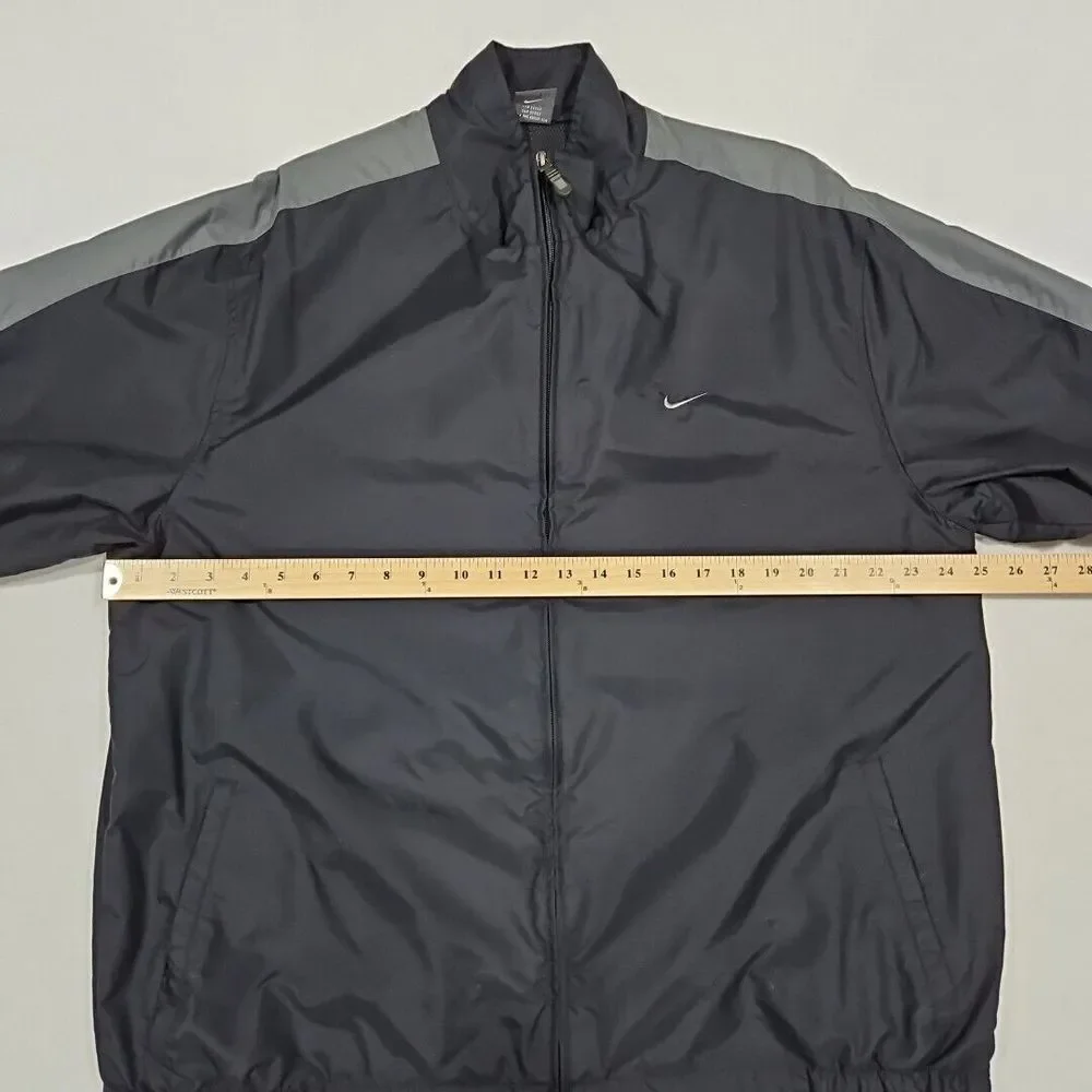 Nike Nylon‎ Jacket Men XL Black Gray Vintage Full Zip Oversized Windbreaker Y2K